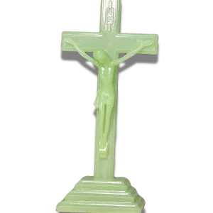 Gllowing Plastic Crucifix with Base