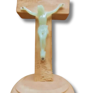 Illuminated Wooden Crucifix with Glowing Christ Image